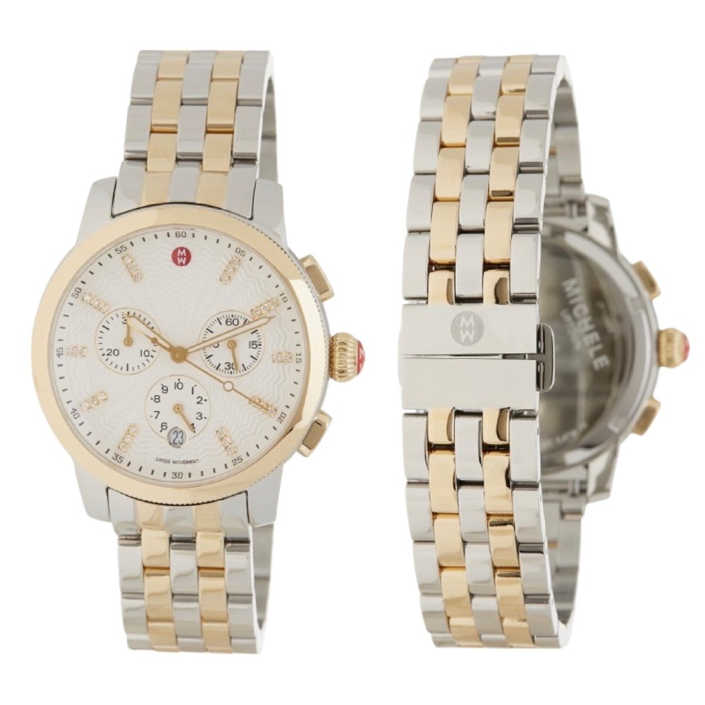 Michele ♡ Women's Uptown Diamond Dial Chronograph Watch — 39mm — 0.12 ctw